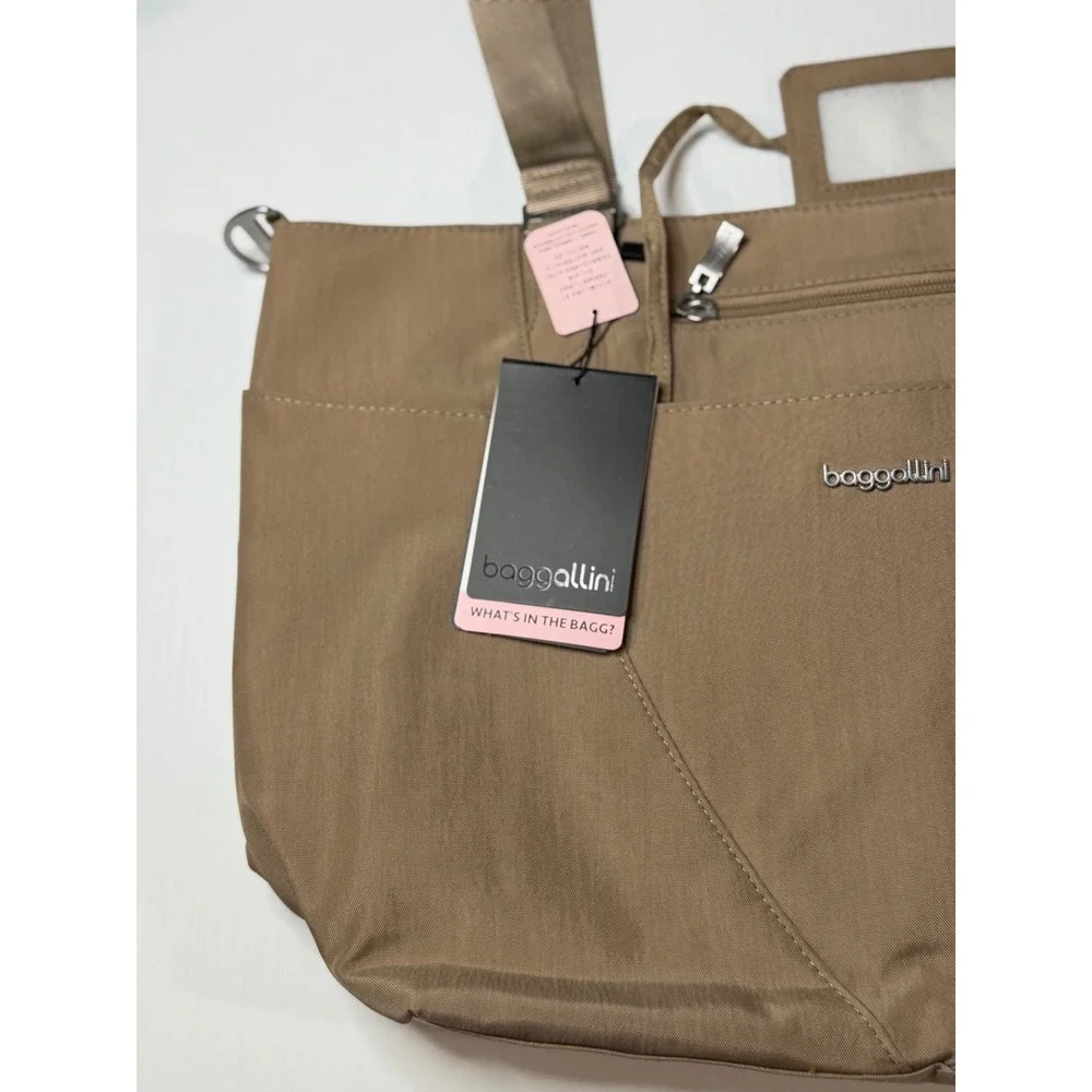 Baggallini Avenue Tote Bag Beach Taupe Convertible Laptop‎ Travel Work Comfort